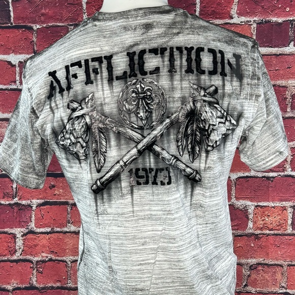 Affliction Men's Short Sleeve Graphic T-shirt -Gray / Black -Various Sizes- NWT - Picture 8 of 11
